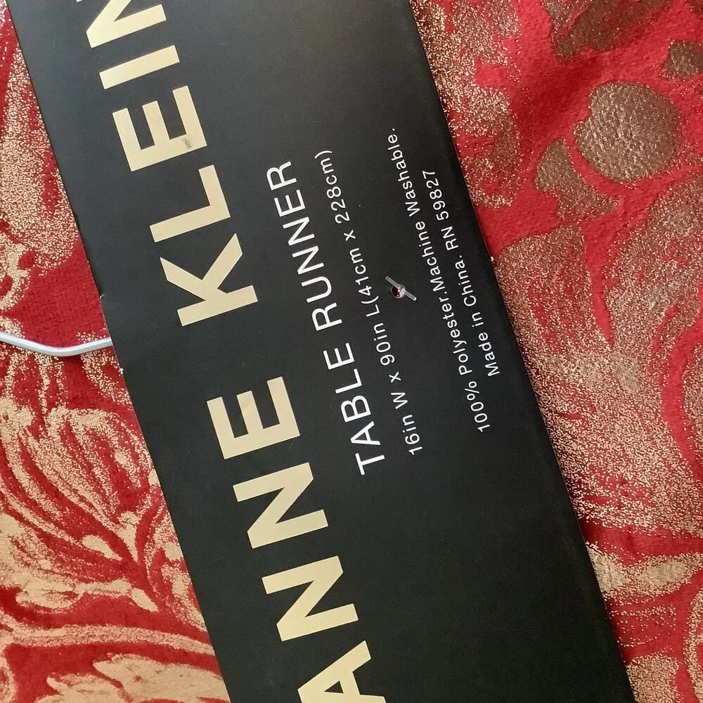 Anne Klein Wine/Gold Floral Table Runner 16in x 90in Christmas Nostalgic Decor